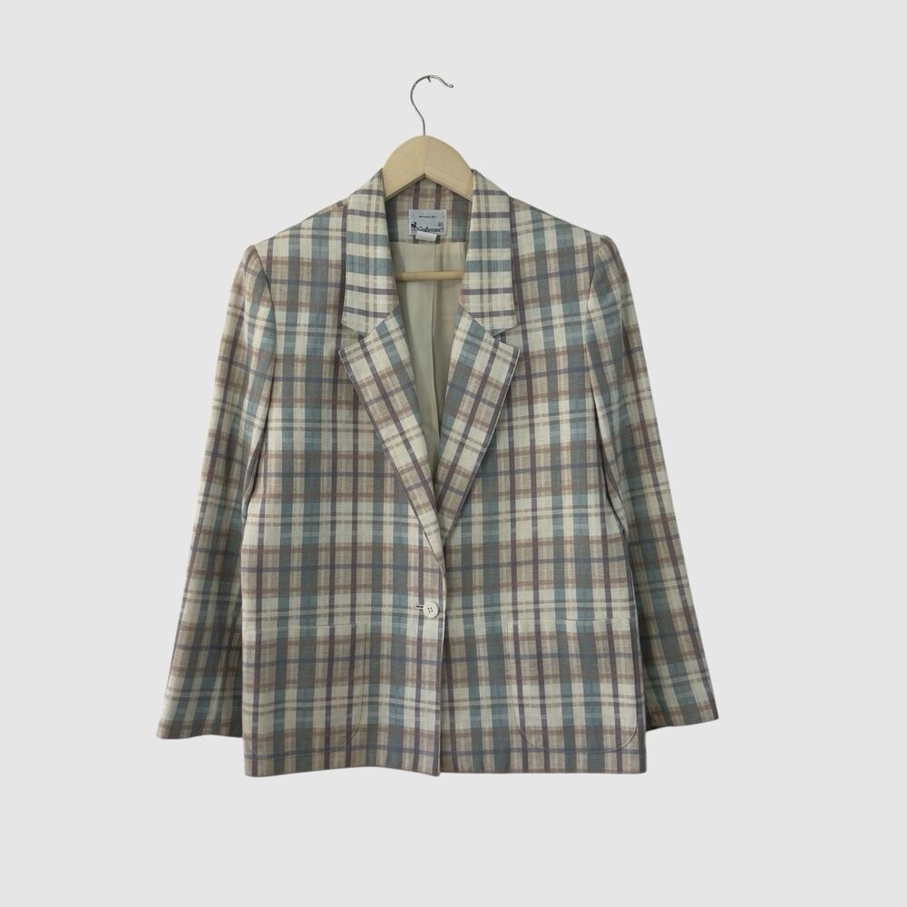 Vintage Weathervane 10 Blazer Jacket Plaid Classic USA Made Classic Womens READ